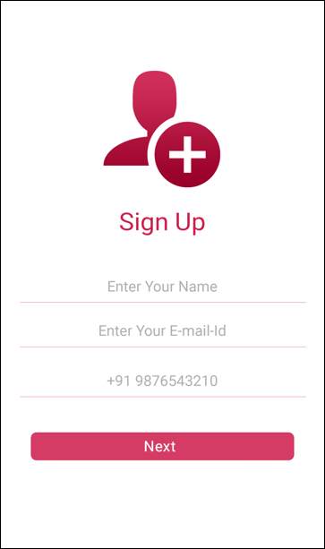 Sign Up of Auto Lounge App