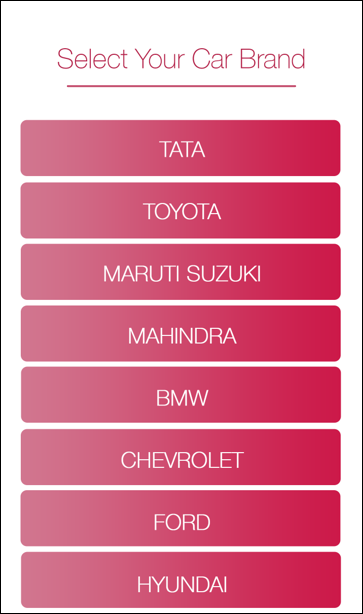 Select Car Brand of Auto Lounge App