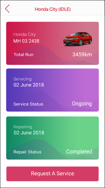 Vehicle Details view of Auto Lounge App