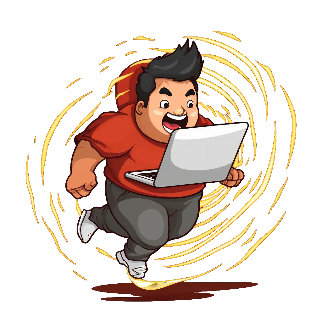 Avatar-of-Soham-running-as-the-flash-with-a-laptop